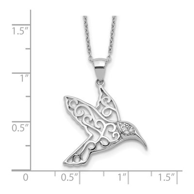 Sterling Silver CZ Hummingbird Pendant Necklace – view 4