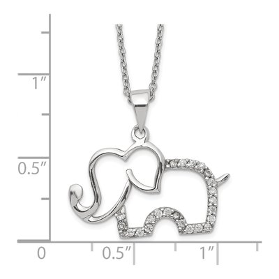 Sterling Silver CZ Elephant Pendant Necklace – view 3