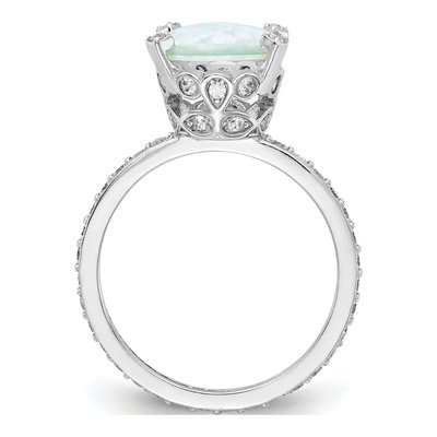Sterling Silver Lab-Created Opal & CZ Oval Ring – view 3