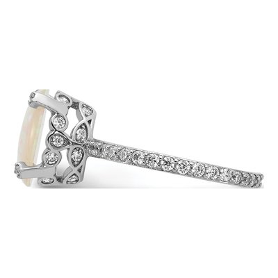 Sterling Silver Lab-Created Opal & CZ Oval Ring – view 4