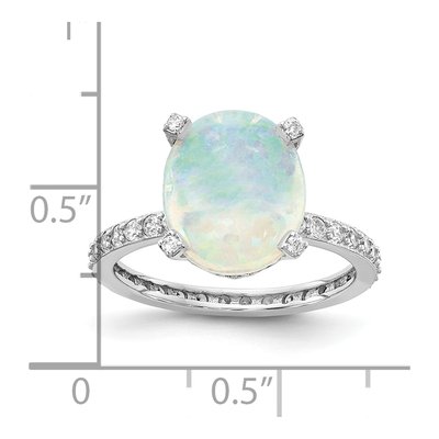 Sterling Silver Lab-Created Opal & CZ Oval Ring – view 5