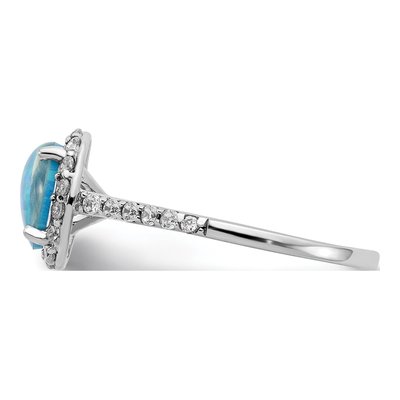 Sterling Silver Lab-Created Opal & CZ Halo Ring – view 4