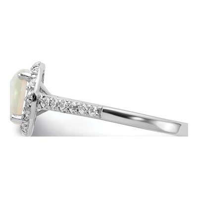 Sterling Silver Lab-Created Opal & CZ Halo Ring – view 4