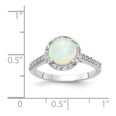 Sterling Silver Lab-Created Opal & CZ Halo Ring – view 5
