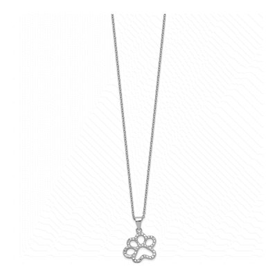 Sterling Silver CZ Paw Pendant Necklace – view 3