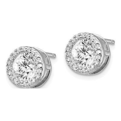 Sterling Silver 6mm Round CZ Halo Stud Earrings – view 3