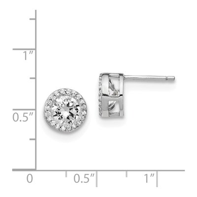 Sterling Silver 6mm Round CZ Halo Stud Earrings – view 5