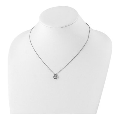 Sterling Silver CZ Teardrop Pendant Necklace – view 5