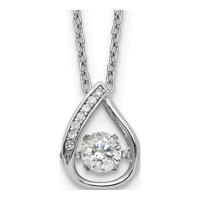 Sterling Silver CZ Teardrop Pendant Necklace