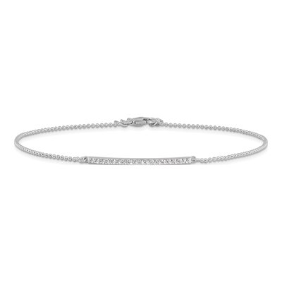 Sterling Silver CZ Bar Anklet – view 3