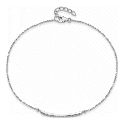 Sterling Silver CZ Bar Anklet – view 4