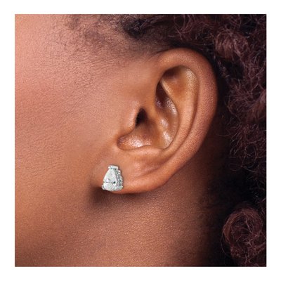 Sterling Silver Round CZ Pear Pave Stud Earrings – view 4
