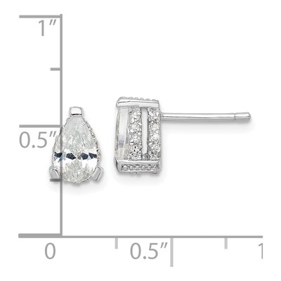 Sterling Silver Round CZ Pear Pave Stud Earrings – view 5