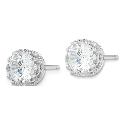Sterling Silver 8mm Round CZ Stud Earrings – view 3