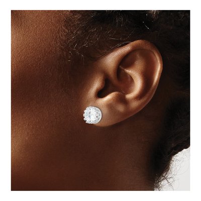 Sterling Silver 8mm Round CZ Stud Earrings – view 4