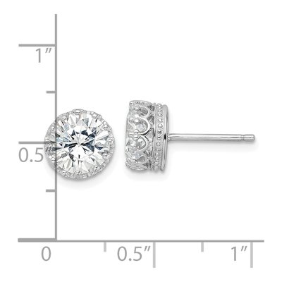 Sterling Silver 8mm Round CZ Stud Earrings – view 5