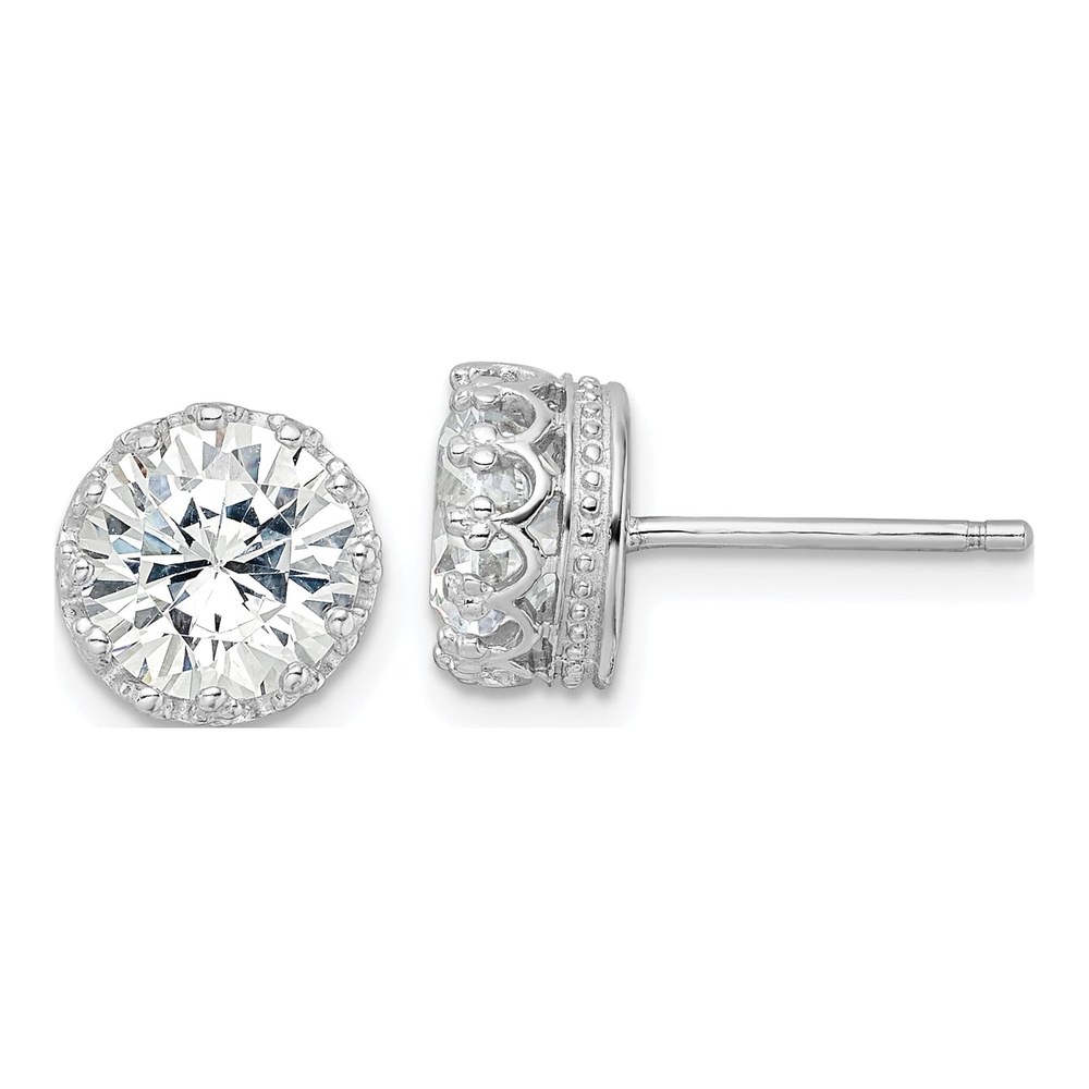 Sterling Silver 8mm Round CZ Stud Earrings