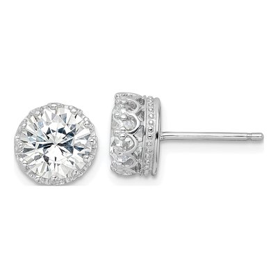 Sterling Silver 8mm Round CZ Stud Earrings