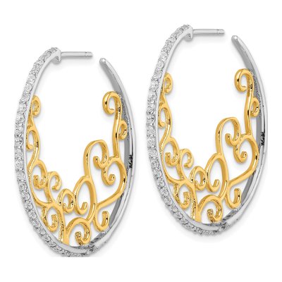 Sterling Silver 35mm CZ Swirl Hoop Earrings – view 3