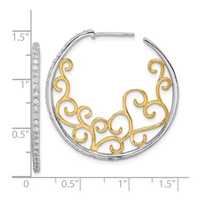 Sterling Silver 35mm CZ Swirl Hoop Earrings – view 5