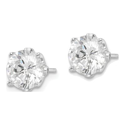 Sterling Silver Round CZ Stud Earrings – view 3