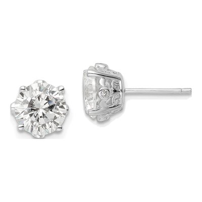 Sterling Silver Round CZ Stud Earrings