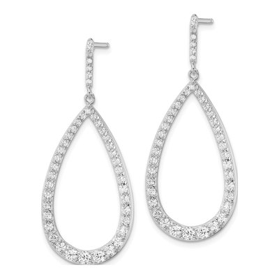 Sterling Silver CZ Open Pear Dangle Earrings – view 3