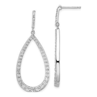 Sterling Silver CZ Open Pear Dangle Earrings