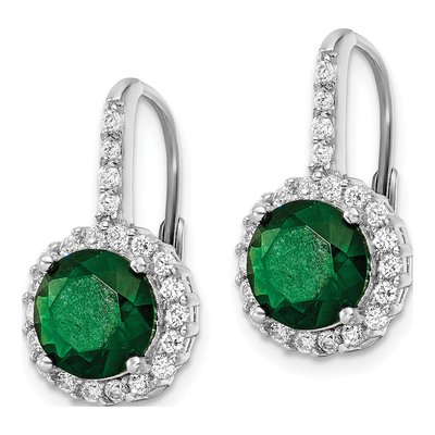 Sterling Silver CZ Glass Halo Leverback Earrings – view 3