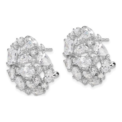 Sterling Silver CZ Cluster Dome Stud Earrings – view 3