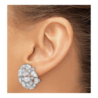 Sterling Silver CZ Cluster Dome Stud Earrings – view 4