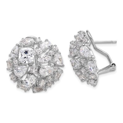 Sterling Silver CZ Cluster Dome Stud Earrings