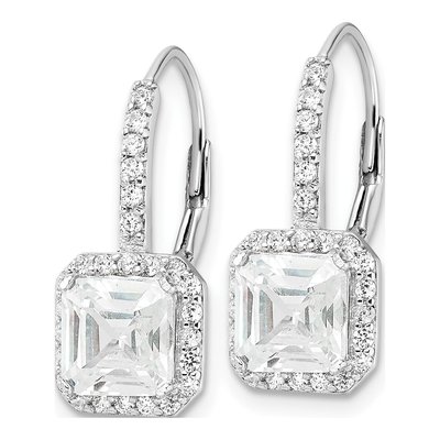 Sterling Silver CZ Leverback Earrings – view 3