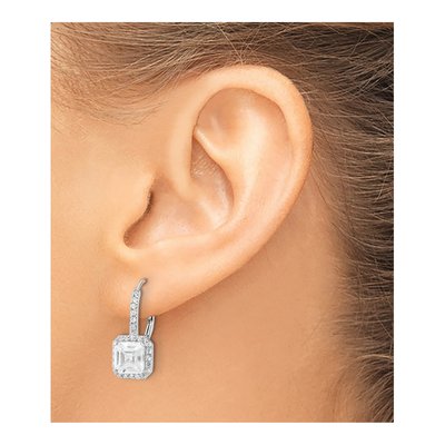 Sterling Silver CZ Leverback Earrings – view 4