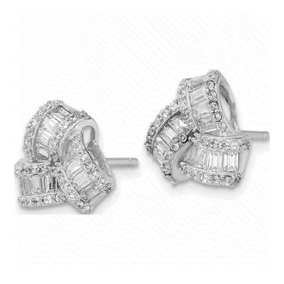 Sterling Silver Round CZ Love Knot Stud Earrings – view 3