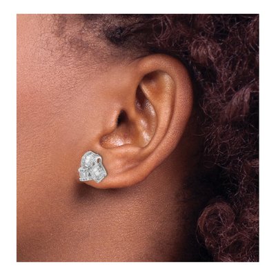 Sterling Silver Round CZ Love Knot Stud Earrings – view 4