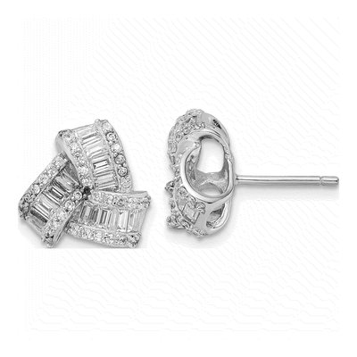 Sterling Silver Round CZ Love Knot Stud Earrings