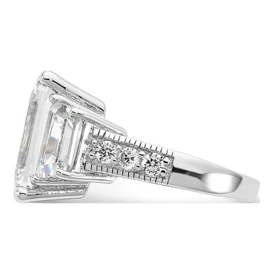 Sterling Silver CZ 3-Stone Ring – view 3