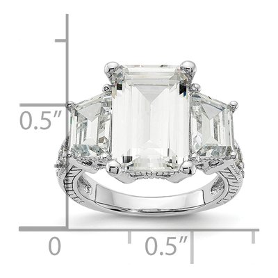 Sterling Silver CZ 3-Stone Ring – view 4
