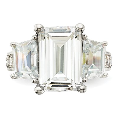 Sterling Silver CZ 3-Stone Ring – view 5