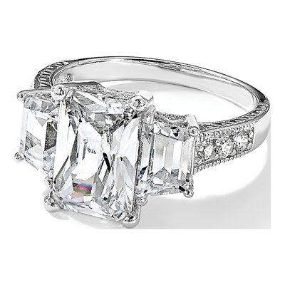 Sterling Silver CZ 3-Stone Ring – view 7