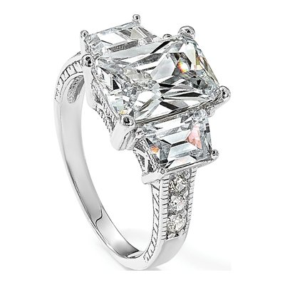 Sterling Silver CZ 3-Stone Ring – view 8