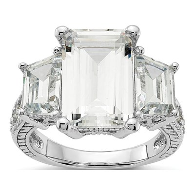 Sterling Silver CZ 3-Stone Ring