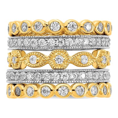 Sterling Silver 5-Piece CZ Eternity Ring Set – view 4