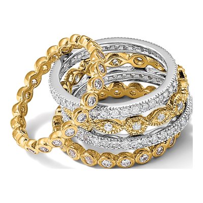 Sterling Silver 5-Piece CZ Eternity Ring Set – view 6