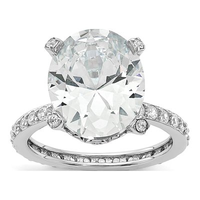 Sterling Silver CZ Oval Ring