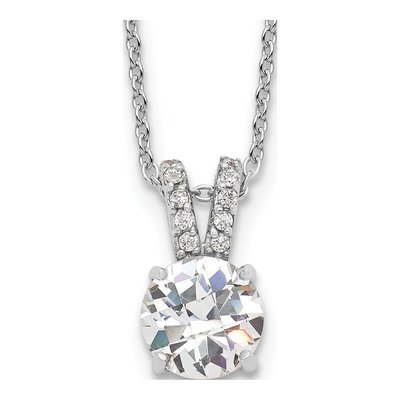 Sterling Silver CZ Split Bail Pendant Necklace