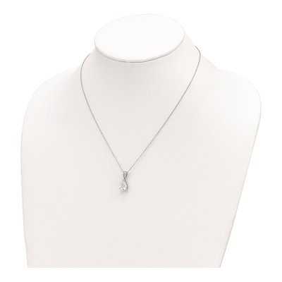 Sterling Silver CZ Pear Pendant Necklace – view 3