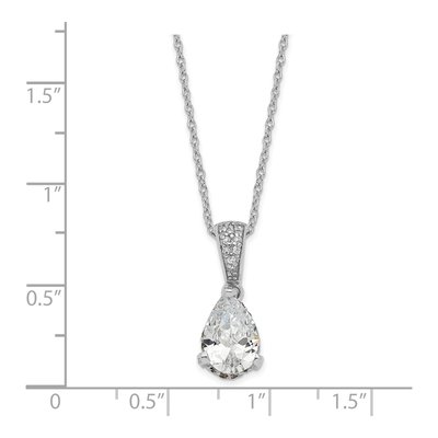 Sterling Silver CZ Pear Pendant Necklace – view 4