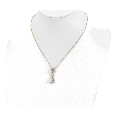 Gold-Plated Sterling Silver CZ Teardrop Pendant Necklace – view 3